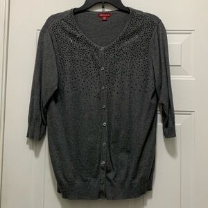 3/$15 Merona size XXL cotton blend gray/black sweater cardigan